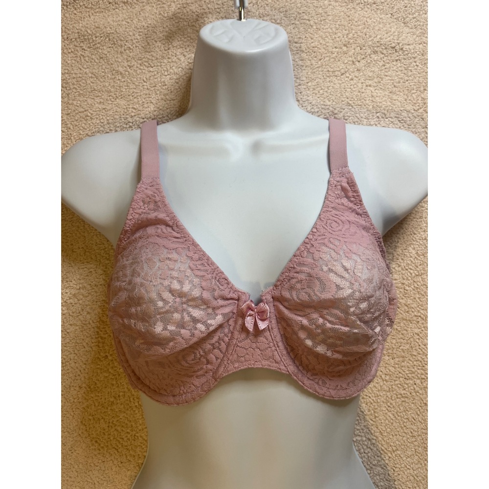 Wacoal Halo Lace Underwire Bra Womens 34D Pink Floral Unlined J-Hook Convertible